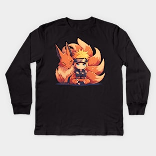 kurama and naruto Kids Long Sleeve T-Shirt